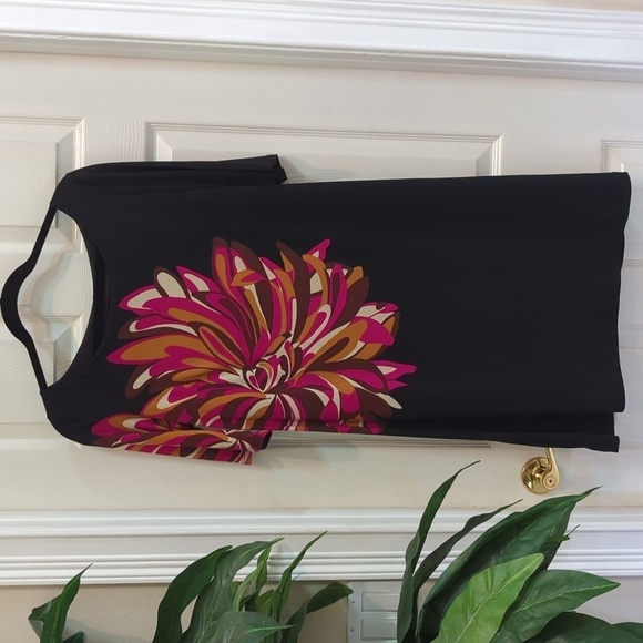 Signature by Robbie Bee Women's Lined Knee Length Floral Shift Dress Size 12 - Picture 2 of 7